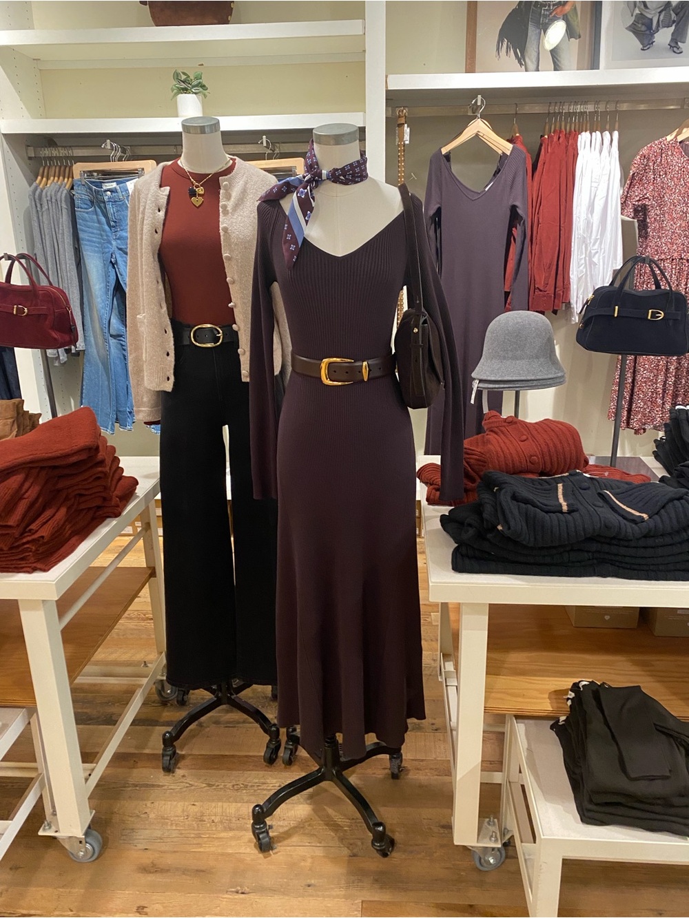 Madewell Signature Knit V Neck Midi dress in Espresso